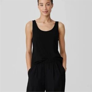 Eileen Fisher 100% Silk Top Sleeveless Camisole Black Petite P
